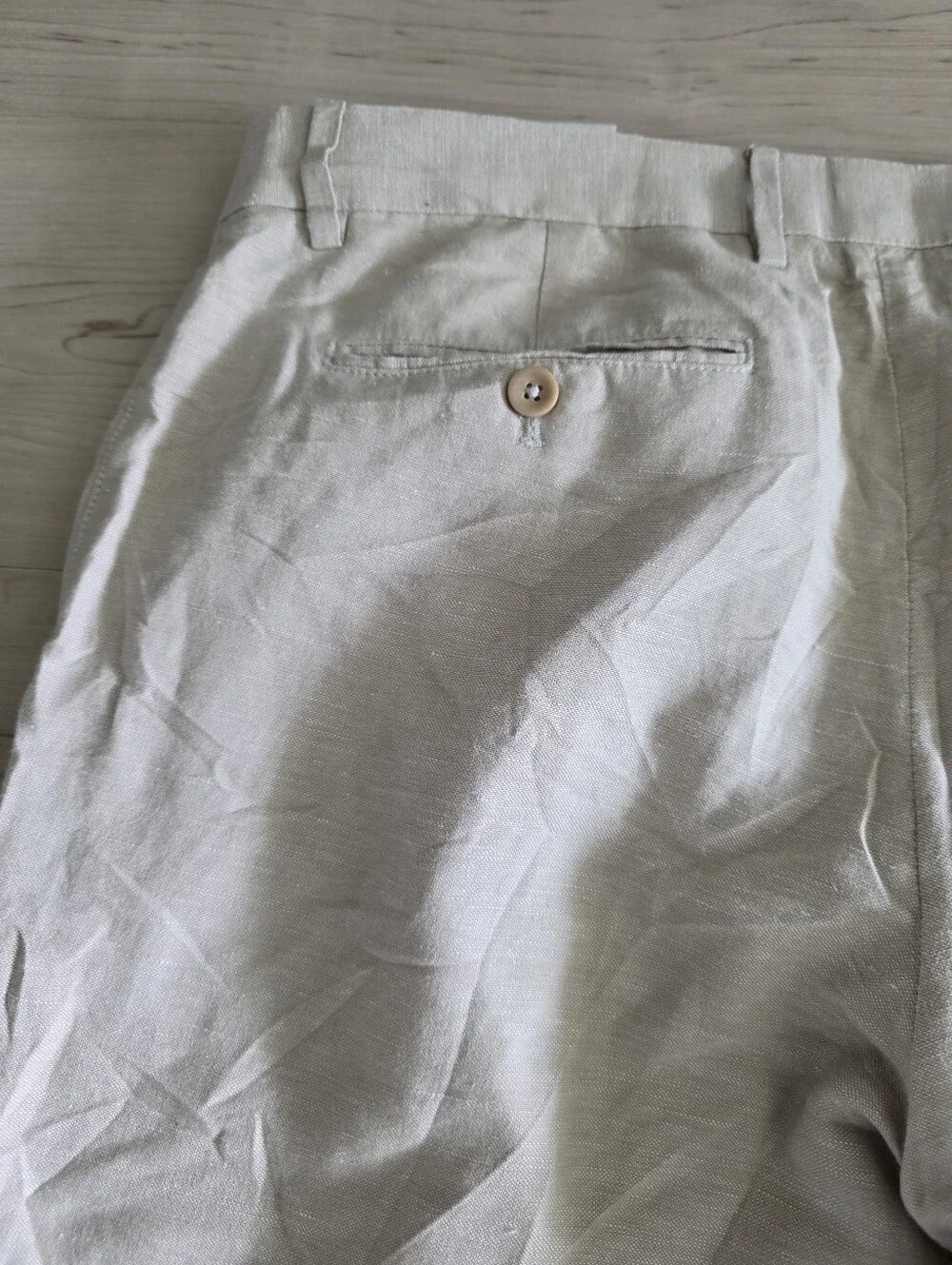 Banana Republic Kentfield Linen Blend Pants 33x32 Ivory Straight Leg Laggenlook